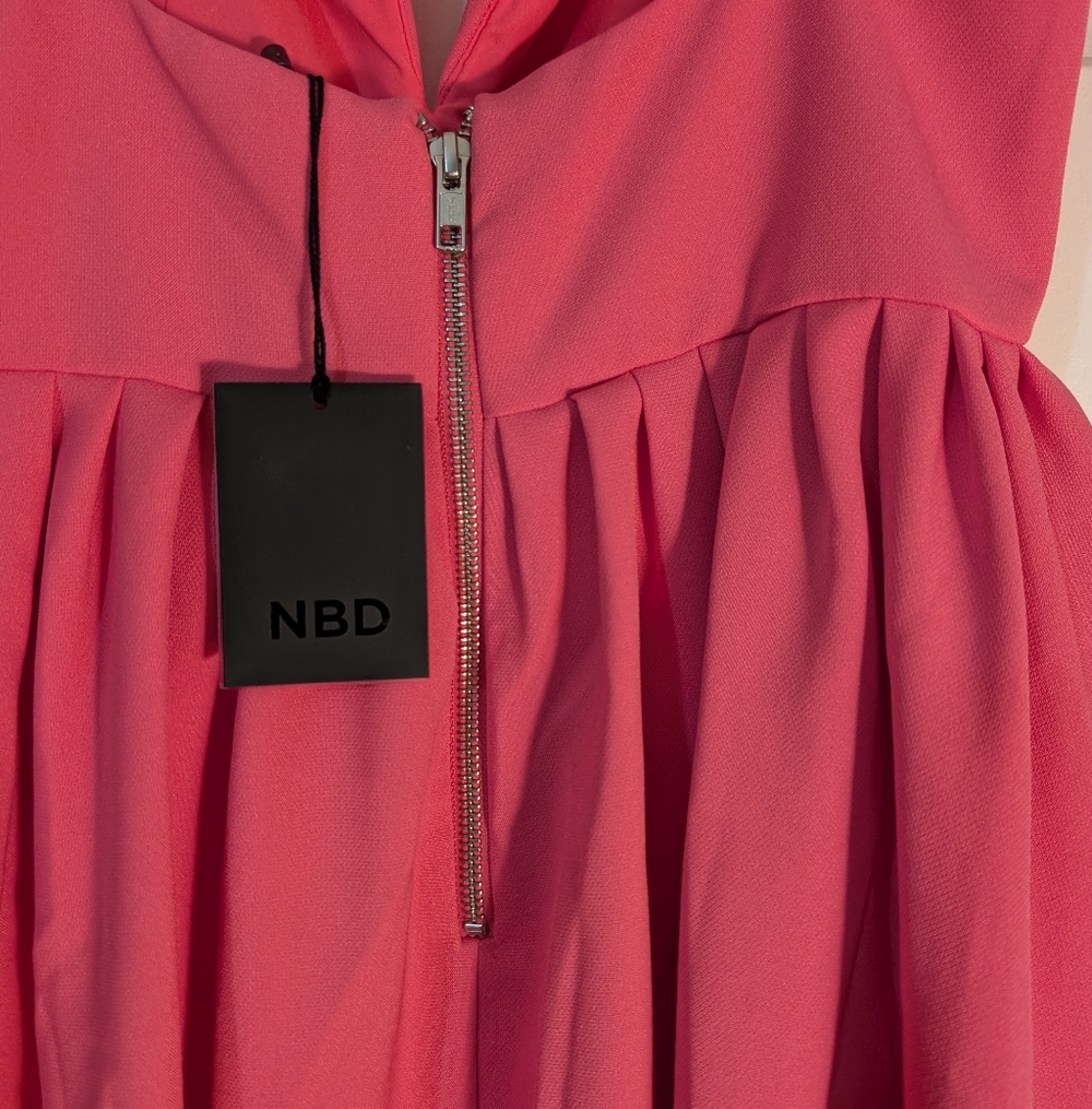 NWT NBD Now And Forever Bright Bubblegum Pink Mini Dress Size L - Picture 5 of 8